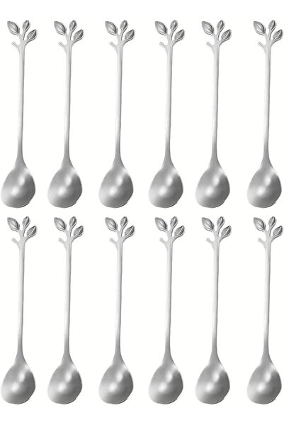 GoodTool Stainless Steel Spoons with Leaf Design, Mirror Polished Coffee & Ic...
