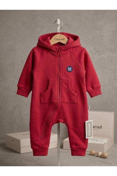 Caramell 3 Thread Baby Boy Overalls Cotton Cross Zipper Winter Overalls