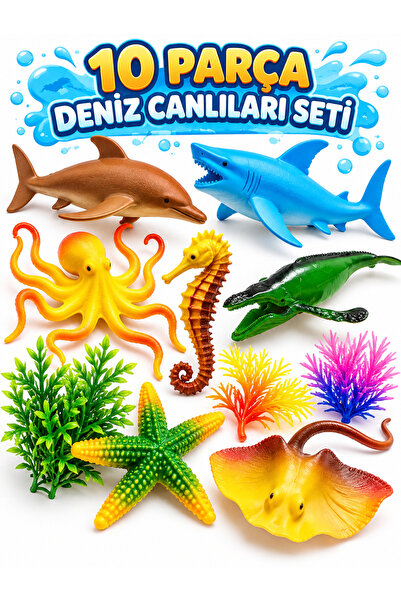 a v d a 10 Parça Deniz Canlıları Seti 11cm Büyük Boy Deniz Hayvanları Oyuncak...