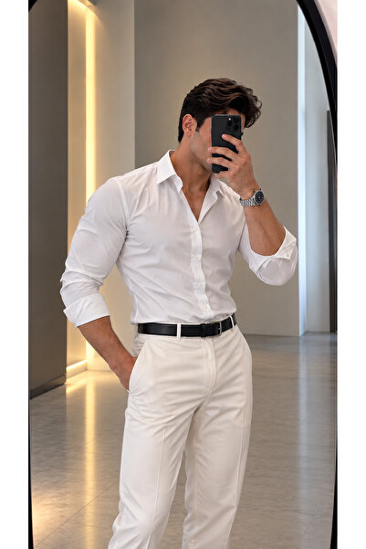 Erkek Premium Pamuk Saten Slim Fit Gömlek | Modern ve Şık Tasarım
