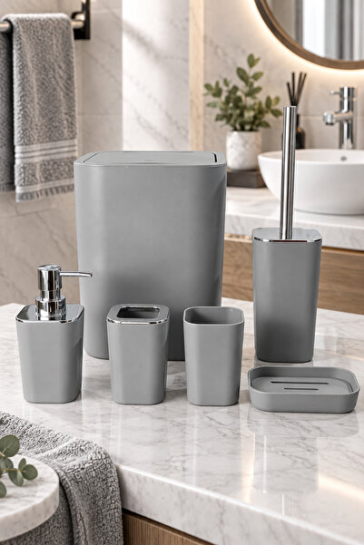 NOKKA Set de baie din catifea, 6 piese, gri