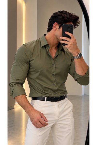sepetx Erkek Premium Pamuk Saten Slim Fit Gömlek | Modern ve Şık Tasarım