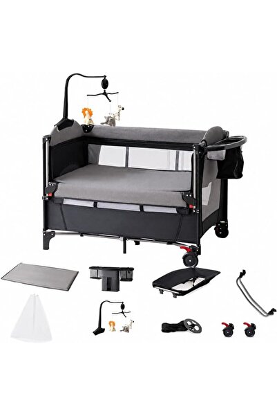 GENERAL 5-in-1 Baby Bedside Sleeper Bassinet, Foldable Travel Crib Playpen wi...