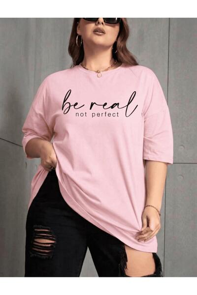 Oksit Be Real Γυναικείο T-Shirt με στάμπα, μεγάλο μέγεθος, βαμβακερό, με λαιμ...