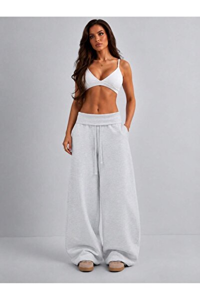 fablair Women's Low Waist Folded Lace-Up Wide Leg Relaxed Fit Sweatpants