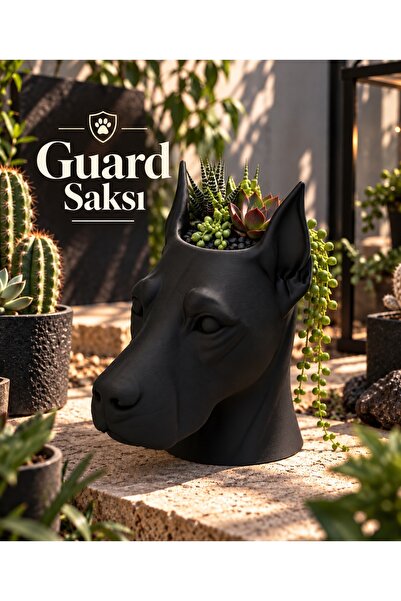 Guard Tasarımlı Köpek Kafası Saksı