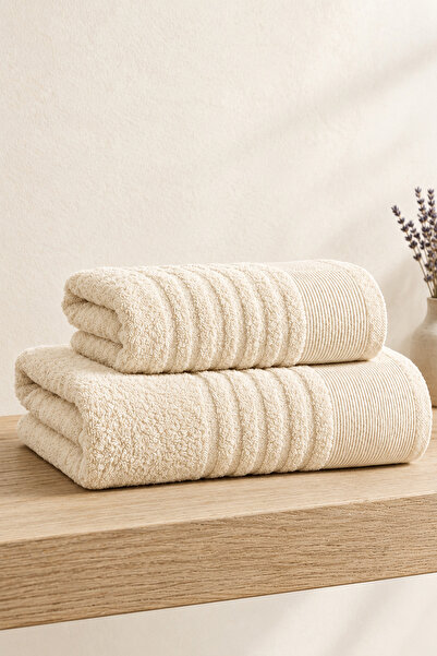 TABEA HOME Alya 2-Piece Bath and Head Towel Set |   Cotton |