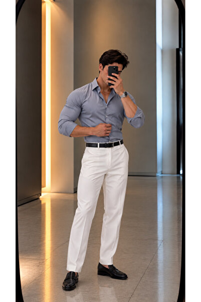 Erkek Premium Pamuk Saten Slim Fit Gömlek | Modern ve Şık Tasarım