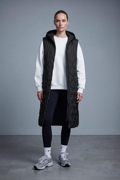 Puane Women's Hooded Long Puffer Vest 15275