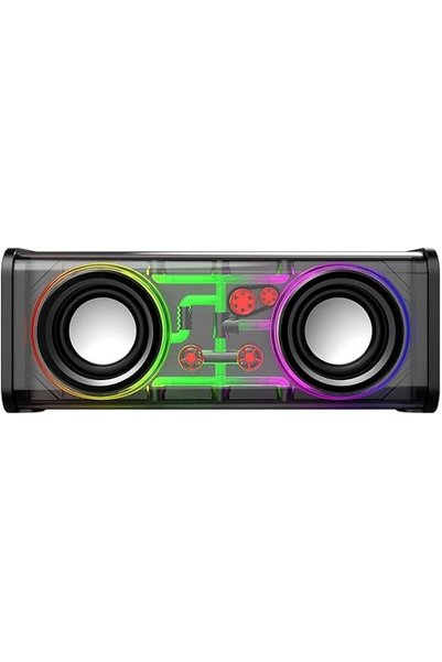GENERAL مكبر صوت بلوتوث لاسلكي محمول صغير الحجم مع إضاءة RGB شفافة وصوت عالي ...