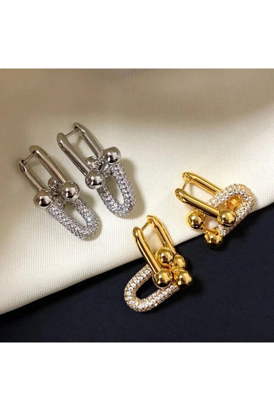 Zümrüt Vip Premium Silver Silver Zircon Stone Detailed Tfny Brand Earrings