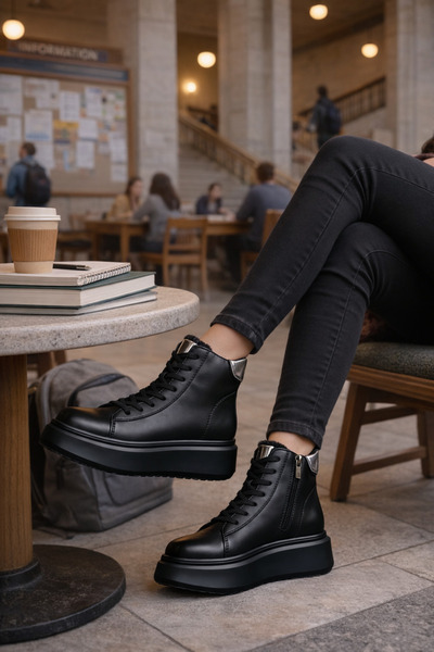 ANGEL BLUE Women's casual boots made of genuine suede Leather with a 5 cm thi...