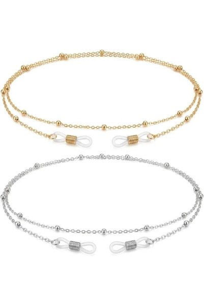 TERRIFI 2 Pack Eyeglass Chain Adjustable 70 cm Beaded Eyewear Retainer Movabl...