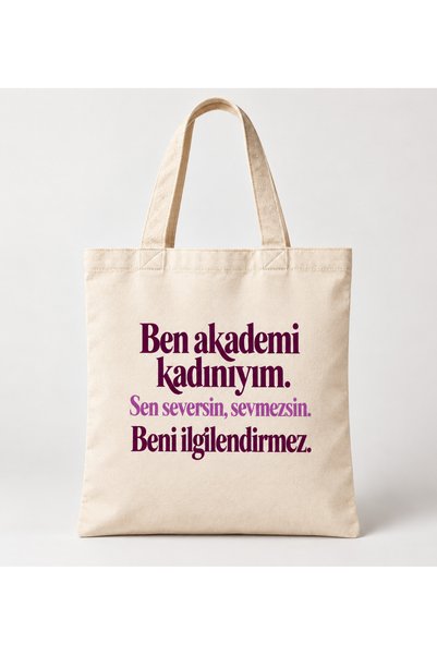 Tomris Hatun I Am an Academy Woman Motto Gift Bag, Raw Cloth Bag, Sublimation Printing, Shoulder Bag, Shopping Bag