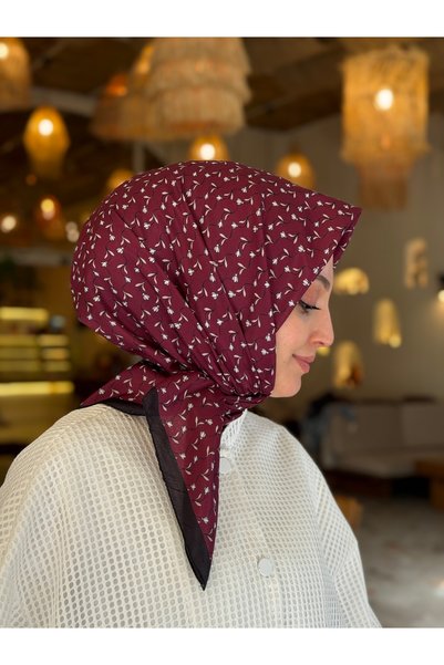 moiré Mini Gül Desen Soft Eşarp Pamuklu Kumaş Kaymayan Yapısıyla Rahat Kullanım