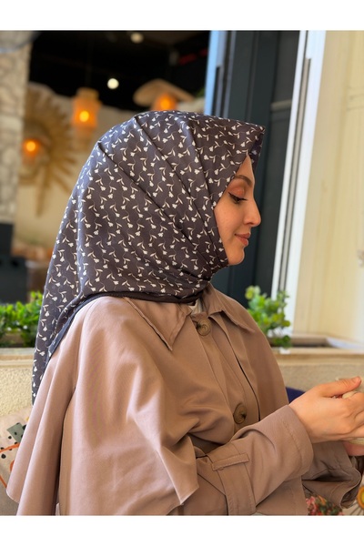 moiré Mini Gül Desen Soft Eşarp Pamuklu Kumaş Kaymayan Yapısıyla Rahat Kullanım