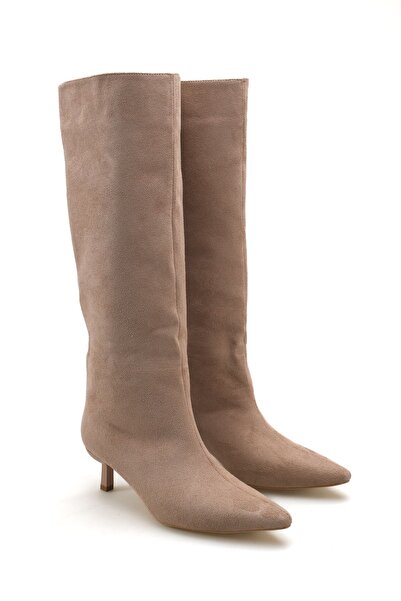 MODAADAM Women's Retro Short Heeled Boots - Mink