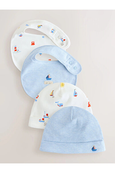 Next Baby 100% Organic Cotton Unisex Multiple Newborn Baby Hat/Bib Set Alyw80279