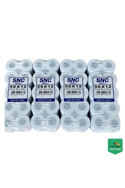 SNC Roll 56x12 Metre Termal POS Rulosu 100'lü Fırsat Paketi (10 Paket x 10 Adet) - Mobil POS Uyumlu