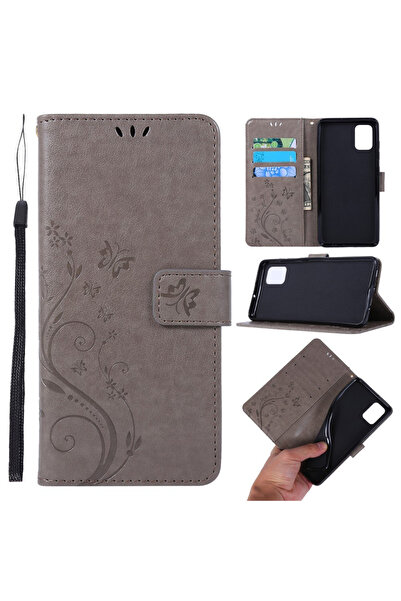 XGSM Husă tip carte pentru Samsung Galaxy A51, Fluture, gri