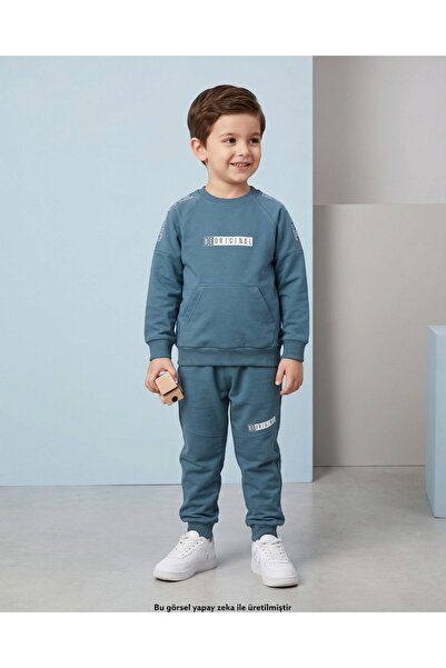 Ege Bebek Boy's Seasonal Compact Cotton 2 Thread 6-7-8-9-10 Years Old Top and...