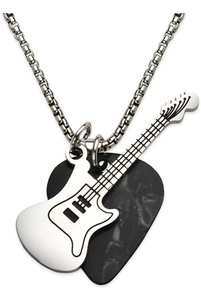 SYOSI Guitar Pick Necklace, Stainless Steel Hip Hop Rock Punk Music Necklaces...