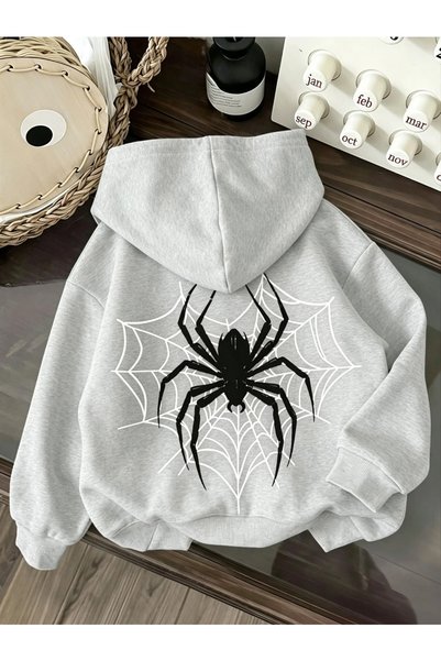 DASH WEAR Unisex Men/Women Spider Web Custom Printed Oversize Cotton Hooded S...