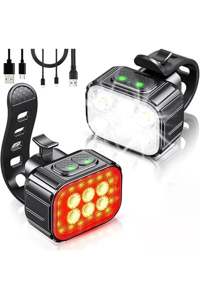 GENERAL مجموعة أضواء الدراجات، مصباح أمان LED قابل لإعادة الشحن عبر USB للدرا...