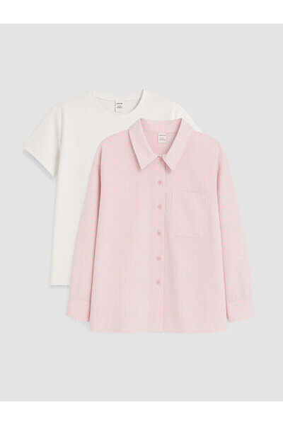 LC Waikiki Two Mt Shop Quality Lcw Kids Pink Striped Girls' Shirt