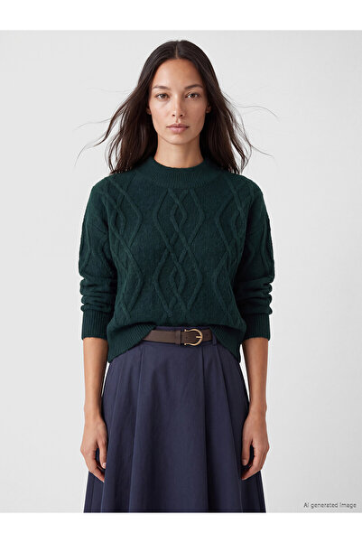 LC Waikiki Nevavm Lcw Everyday Green Knitwear Diamond Patterned Oval Neck Wom...