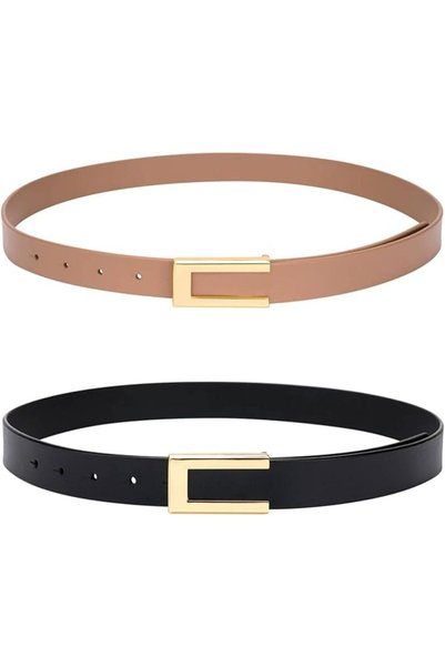 GENERAL YooAi Women's Leather Belt Skinny Waist Belt for Dresses Jeans Pants ...