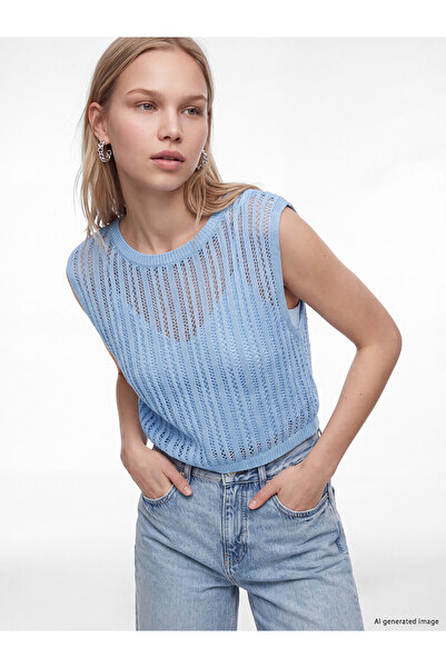 LC Waikiki Nevavm Farkıyla Lcw Vision Blue Knitwear Openwork Women's Sweater