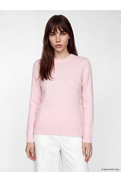 LC Waikiki Nevavm Farkıyla Lcw Everyday Pink Oval Collar Women's Knitwear Swe...