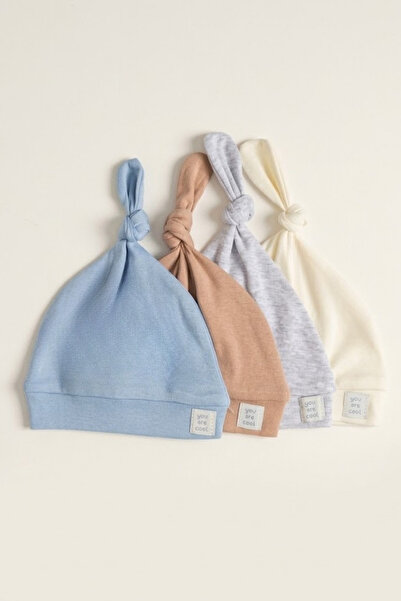 LOGO AKSESUAR Unisex Baby 100% Cotton Interlock Knotted Hat with Written Labe...
