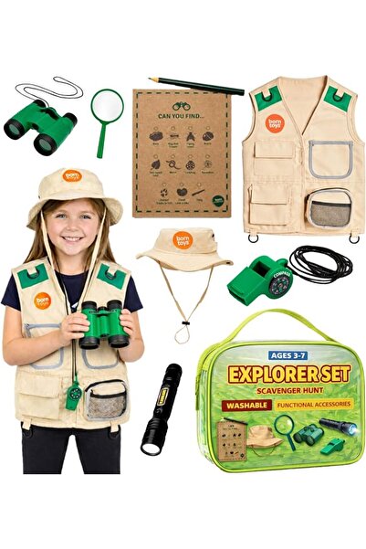 Born Toys Outdoor Explorer Kit for Boys and Girls with Washable Premium Safar...