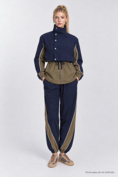 Lovelyİstanbul Contrast Color Parachute Premium Selection Suit Lby0103 Dark B...