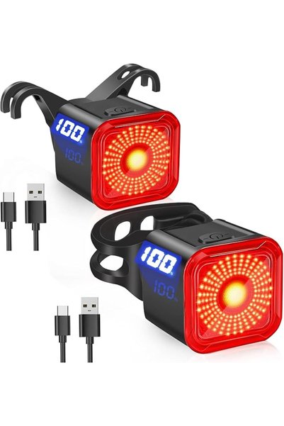 KASTWAVE 2 Pack Set Bike Tail Light with Brake Sensing, USB-C Rechargeable LE...