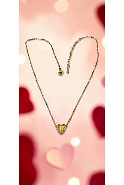 ahsenaksesuar2025 Gold Color -B- Letter Heart Detailed Minimal Thin Chain Ste...