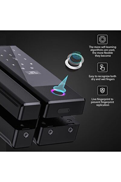 Swokii Smart Lock Glass Door Lock WiFi Remote Unlocking TY APP Fingerprint Password IC Card Mechanical Key Unlocking Methods Door Lock Interchangeable Lock Body Direction for 10-12mm Thickness