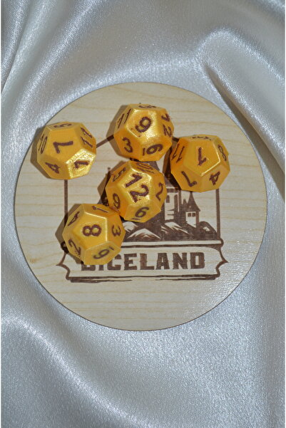 3D Baskı Gold & Antik Bronz D12 Zar Seti – DiceLand, 5'li Özel Tasarım RPG & DND Zarları