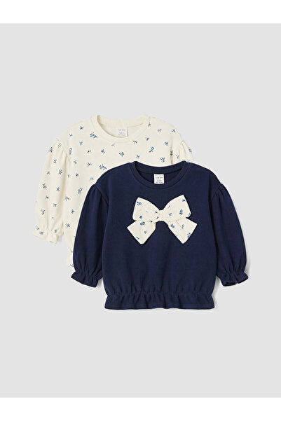 LC Waikiki Alita City Lcw Baby Navy Blue Printed Baby Girl Sweatshirt