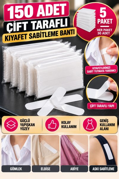 Hane Dostu 150 Adet Çift Taraflı Kıyafet Sabitleme Bandı Dekolte Elbise Abiye...