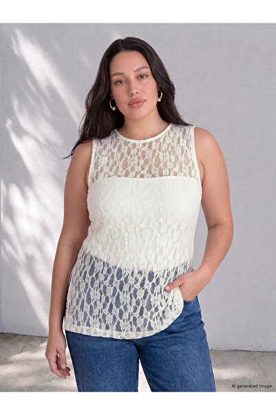 LC Waikiki Alita City with a Difference in Color, Lcw Curve Ecru Lace Pattern...
