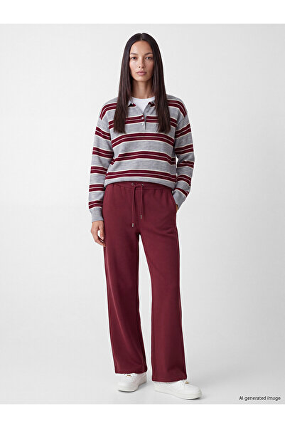LC Waikiki Two Mt Shop Quality Lcw Everyday Burgundy 3 Thread Plain Loose & B...