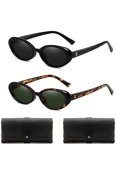 Generic Retro Oval Sunglasses for Women, 2 Pcs Fashion Small Oval Sunglasses ...