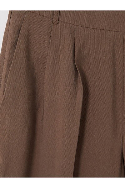 LC Waikiki Alita City Lcw Limitless Brown Easy-To-Wear Pleated Women's Fabric...