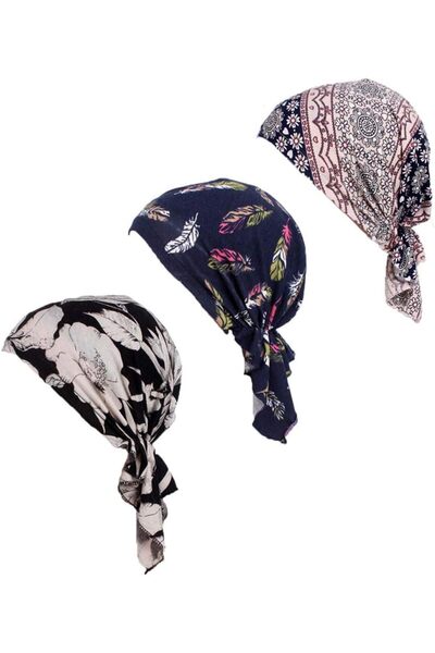 Generic Scarf Women, Pre Tied Chemo Head Scarf 3 Packed Beanie Skull Cover Ca...