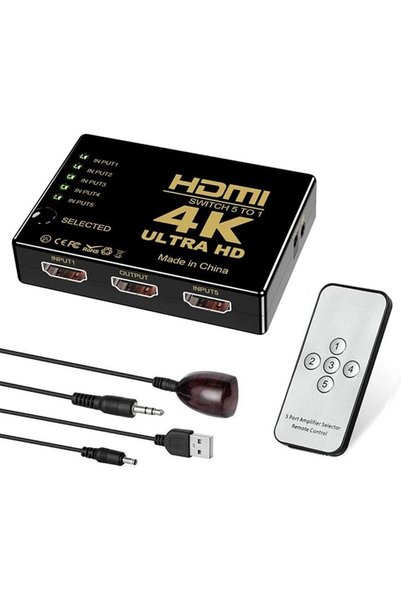 eWINNER محول HDMI بخمسة منافذ (5 في 1) مع جهاز تحكم عن بعد بالأشعة تحت الحمرا...