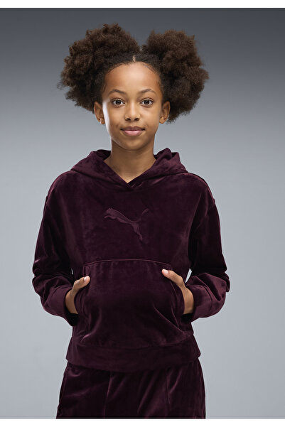 Puma Essentials Elevated Velour Relaxed Kurzer Kapuzenpullover für Jugendliche