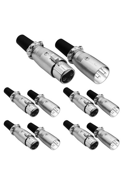 Generic 10 Pieces 3 Pin XLR Male Female Microphone Audio Cable Connector, 5 M...